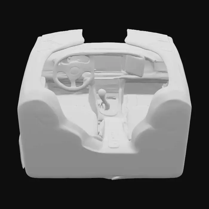 3D model for car interior simulator with a base material off planks and some car parts from a real car with a real tv infront off it and it is based off an manual car
