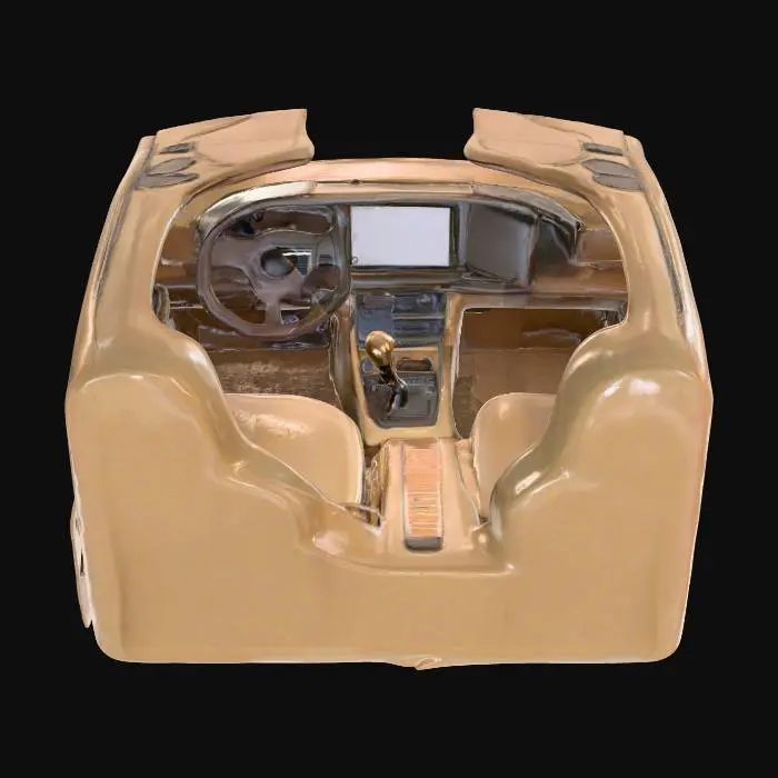 3D model for car interior simulator with a base material off planks and some car parts from a real car with a real tv infront off it and it is based off an manual car
