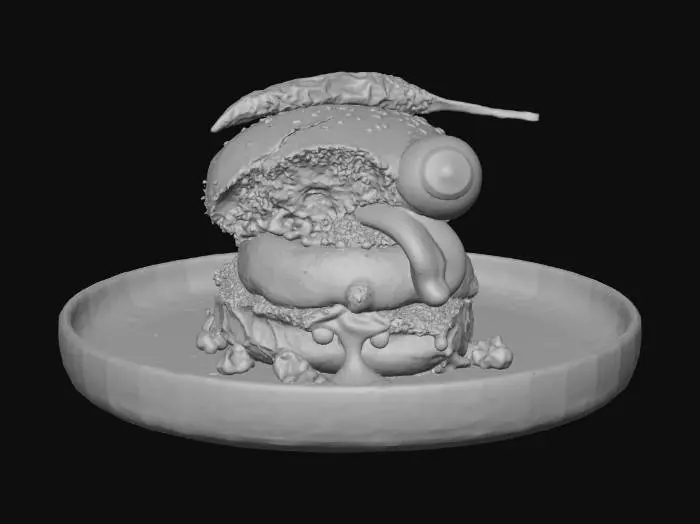 3D model for A vada pav a indian burger converted into a hallowen theme has a eye and tonue and crazy hallowen look., #Halloween2025#