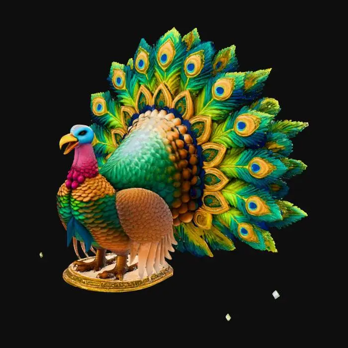 3D model for #Thanksgiving#, Peacock-Plumed Celebration Turkey