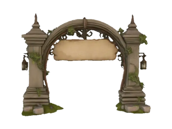Create an entrance archway for an abandoned Fairytale theme park. A wide,… - Pillars 3D model, vytvořený pomocí AI