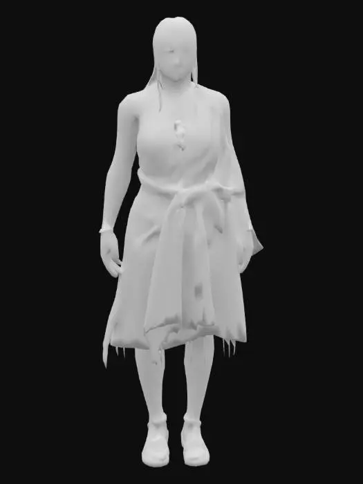 3D model for Create a human 3D female character inspired by Anasazi (Ancestral Puebloan) culture. She is standing, actively cooking. Her posture is natural and balanced— slightly leaning forward, with arms extended.

She wears simple, earth-toned woven garments: a sleeveless wrap top and waist cloth tied with natural fiber. Her hair is loosely braided or tied back with minimal adornment, and her skin is sun-warmed and textured. Include anatomical accuracy in arms, hands, legs and feet to support a believable pose.
