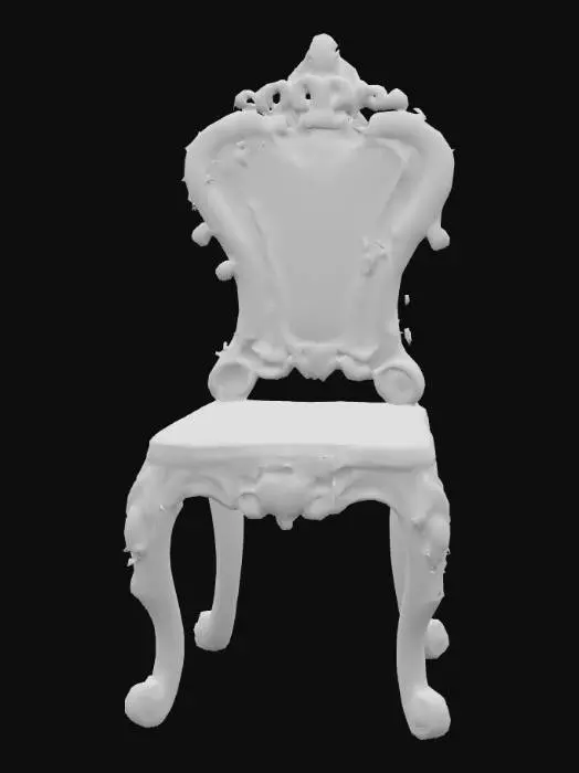 3D model for Create a highly detailed 3D model of a fairy tale-inspired chair, designed as an enchanting display piece. The table should have an elegant, vintage look—weathered wood with intricate carved details of ivy, vines, or enchanted symbols. The chair should balance utility and decoration, serving as both a whimsical prop and a functional display piece.