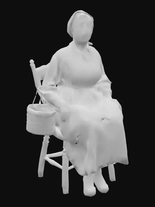 3D model for human character 1920s farmers wife, in sitting pose.