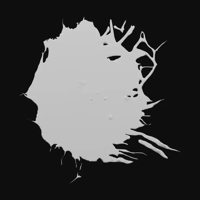 3D model for 7x7m Forest trail littered with massive claw marks gouged into trees and dirt. Splintered armor, shredded leather satchels, and glowing monster ichor pooled beside an overturned cart. Broken lantern flickering weak light. Humanoid footprints intermingled with oversized beast tracks. Smoky haze and deep shadowing for a tense visual tone.
