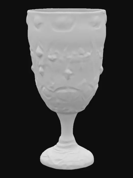 3D model for Un vaso dal design moderno e lussuoso, con una silhouette elegante e fluida. Superficie decorata con intarsi di gioielli brillanti, come diamanti, rubini, smeraldi e zaffiri, disposti in motivi intricati e simmetrici. 