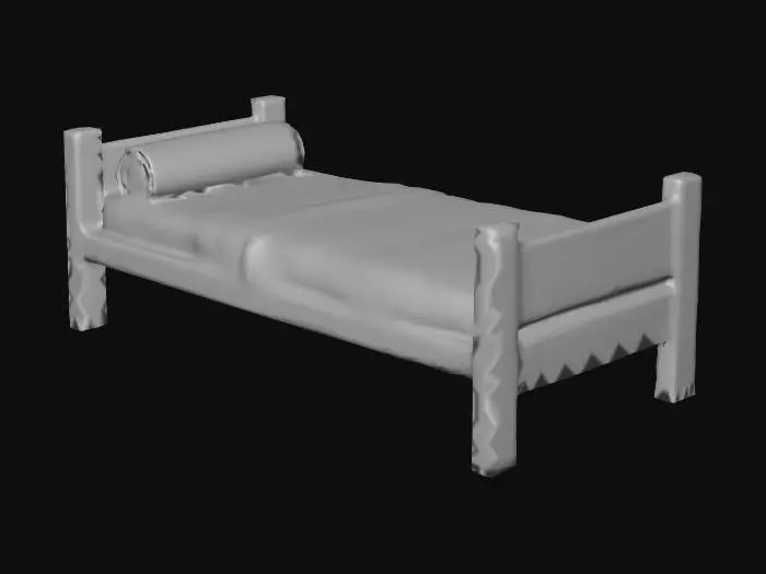 3D model for Rustic Wooden Bed