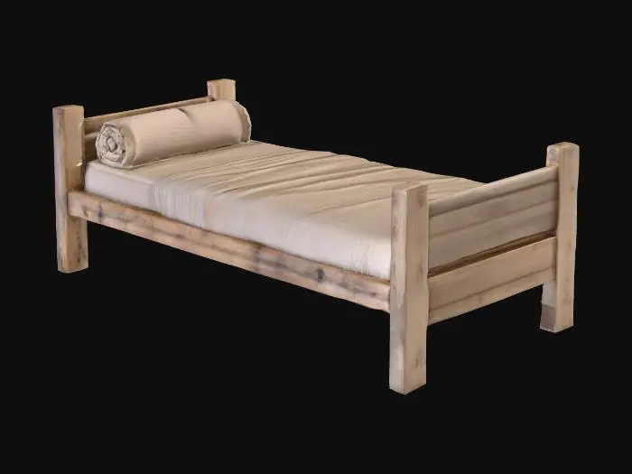 3D model for Rustic Wooden Bed