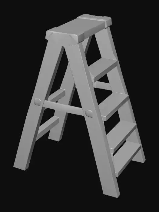 3D model for Wooden A-frame Step Ladder