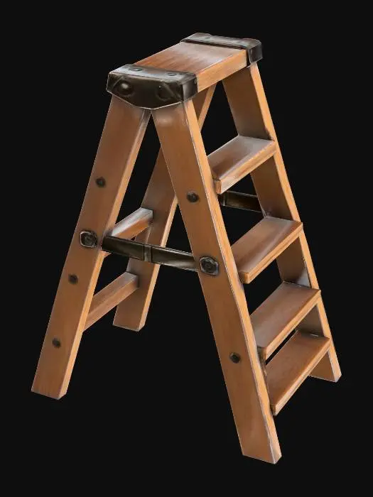 3D model for Wooden A-frame Step Ladder