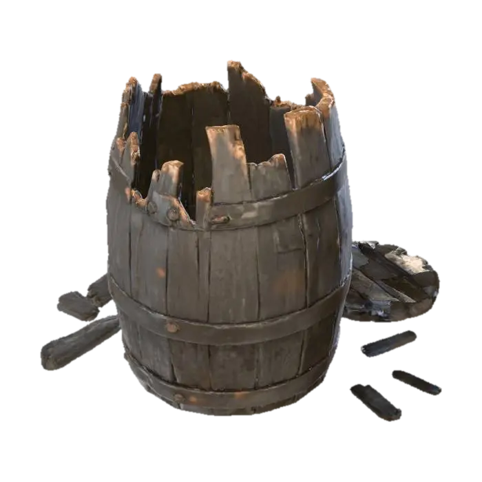 3D-модель Charred Barrel, згенерована ШІ