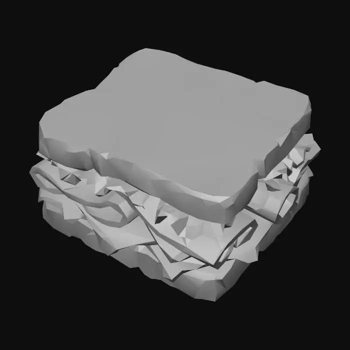 3D model for Layered Ham and Cheese Sandwich with Lettuce