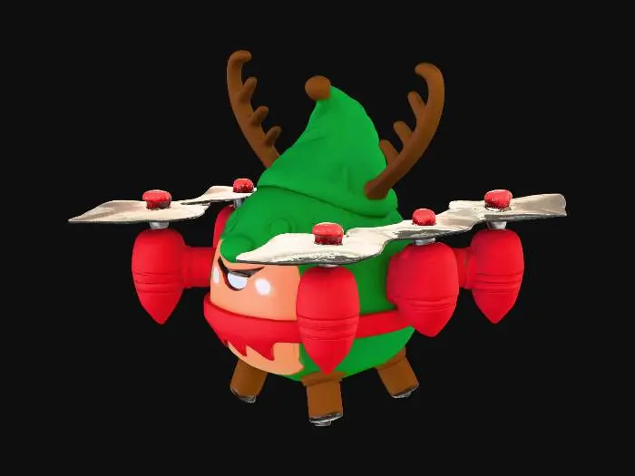3D model for small Christmas drone with elf-inspired features, propellers, LEDs, #Christmas2025#