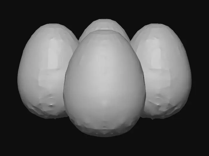 3D model for A cute Easter egg with bunny and floral patterns, soft rounded shapes, cartoon-style engraving, clean topology, thick walls for 3D printing, minimal overhangs, simple yet beautiful design