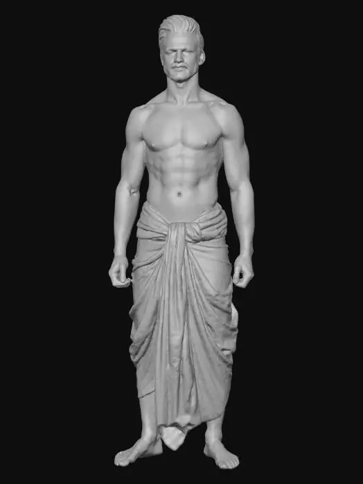 3D model for A indian tamil young man in traditional wear ready for his bull-taming sport, muscular is good and he is fit in physics. Add his facial and hair details as much as possible.