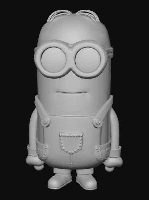 3D model for A simple Minion-style toy designed for 3D printing, using only three solid colors: yellow body, blue overalls, and black goggles. Minimalist design with smooth surfaces, rounded shapes, and low detail. No textures, no small parts, no sharp edges. Single-piece or easy-to-assemble model, thick walls, print-friendly proportions. Cute and chubby body, short arms, simple cylindrical legs. Flat base for stable printing. Clean geometry, watertight mesh, optimized for FDM and resin printing. Neutral pose, toy-like appearance, miniature scale, #Christmas2025#