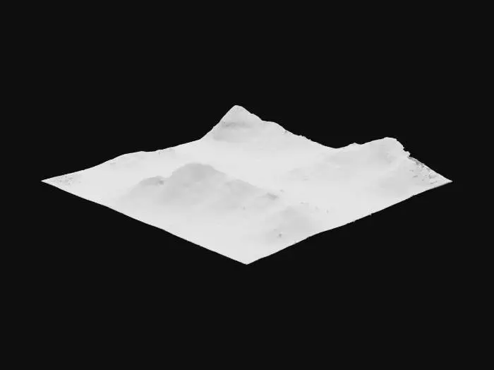 3D model for location: desert, small dunes around a flat surface, some rocks on the sand, cartoon style