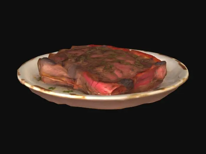 3D model for rotten steak on a plate