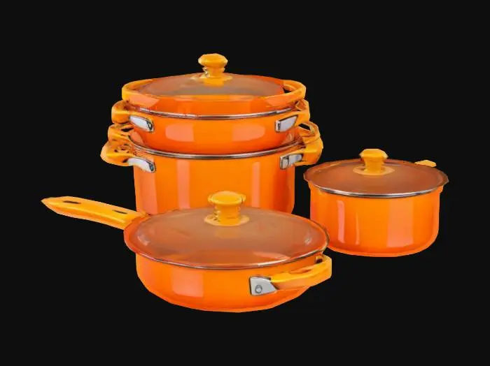 3D model for Stacked Orange Cookware Set