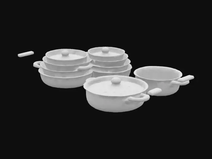 3D model for Stacked Orange Cookware Set