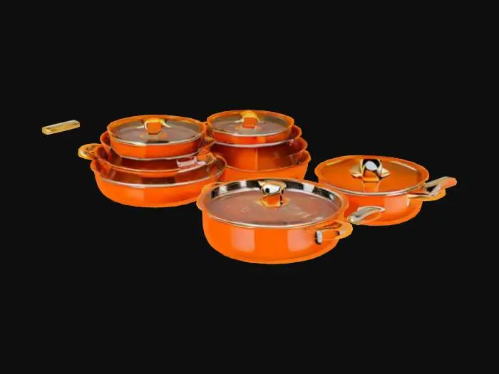 3D model for Stacked Orange Cookware Set