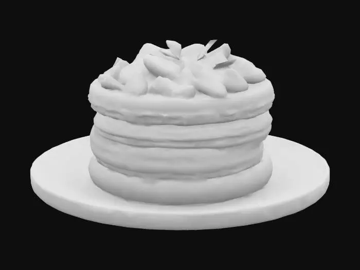 3D model for {
"Object": "Layered strawberry macaron cake with fresh strawberries, cream filling, and decorative top",
"Material": "Macaron shell, whipped cream, fresh strawberries, golden base",
"Shape/Form": "Round layered dessert with visible strawberry slices around the edge",
"Color Scheme": "Rose pink, cream white, and red berry tones",
"Texture Details": "Crispy shell, juicy fruit, creamy layers, soft crumb texture",
"Style": "Stylized",
"Environment/Use Context": "Displayed in a dessert showcase or magical café",
"Reference Models": "Inspired by Parisian patisserie and kawaii dessert art"
}
