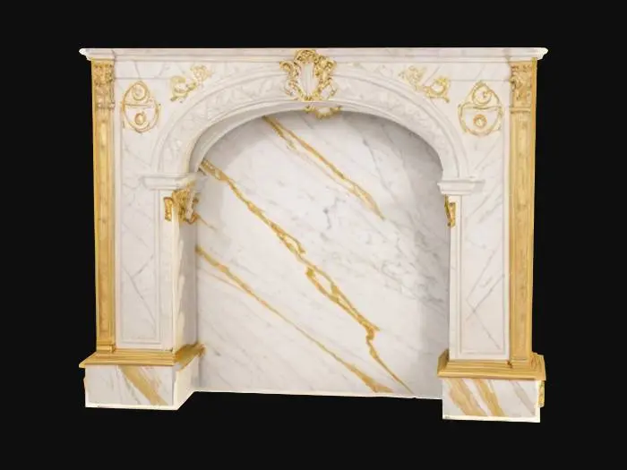 3D model for Object: Wall section with decorative alcove

Material: Marble base with plaster niche and gold trim

Shape/Form: Rectangular wall with recessed arch for statue or decor

Color Scheme: Warm white marble, champagne gold highlights

Texture Details: Polished niche, carved marble base

Style: Stylized realistic

Environment/Use Context: Ballroom interior decor feature

Reference Models: Baroque alcove architecture