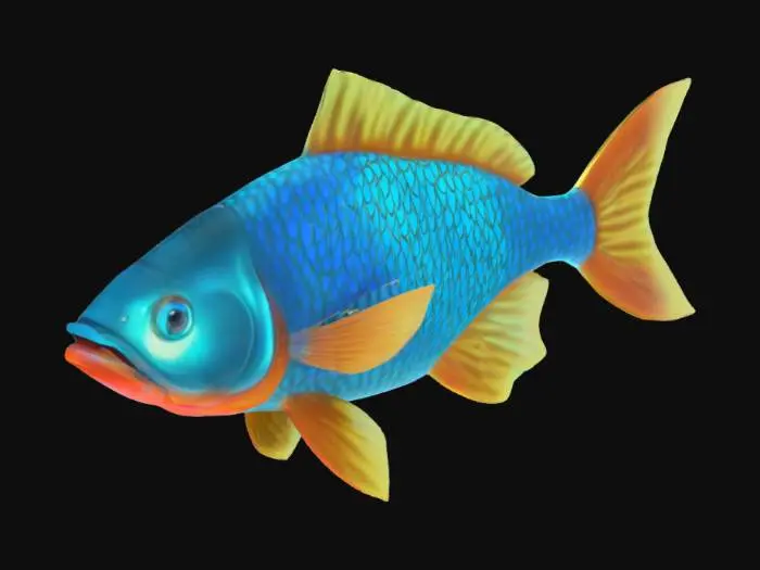 3D model for Object: Side-swimming glowing fish
Material: Glowing lure, scale body
Shape/Form: Angled head, flowing fins
Color Scheme: Blue, cyan, gold glow
Texture Details: Luminescent lure tip
Style: Stylized
Environment: Ambient fish NPC
#ocean#