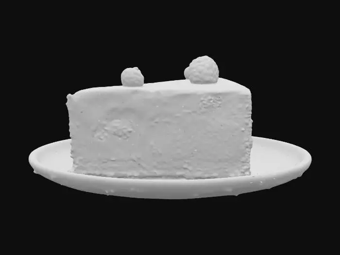 3D model for slice of berry-topped cheesecake, three-quarter close-up angle with shallow depth, foreground plate and whole blueberries, second slice blurred in background, vibrant purple, magenta, cream, deep blue, cool palette, glossy fruit glaze, airy cheesecake, crumbly chocolate crust, dewy berries with powdered sugar, matte ceramic plates, natural soft window light from left, gentle shadows, subtle bounce, crisp focus with mild bokeh, mood is fresh and appetizing, no haze, 85mm lens, f/2.8, DSLR full-frame, 4:5 aspect, magazine food photography realism, digital photo edit.