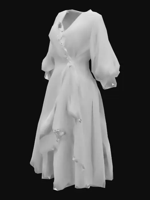 3D model for "Design a show-stopping intricately detailed 3D dress perfect for Dress to Impress in Roblox. Include elegant folds, layered textures and optional accessories like belts or sashes Allow customizable colors, patterns and materials Including satin silk and velvet  Ensure compatibility with Roblox's layered clothing system for seamless avatar integration Add fine details like lace or embroidery Prioritize versatility enabling casual to formal looks. Ensure realism with a sleek polished finish.




