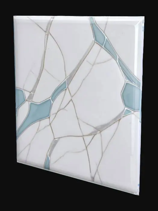 3D model for Object: Square ceramic wall tile
Material: Glazed ceramic
Shape/Form: Flat, perfectly square with slightly beveled edges
Color Scheme: White base with pale blue veins
Texture Details: Smooth, glossy finish
Style: Realistic
Environment/Use Context: Bathroom or kitchen wall
Reference Models: Inspired by high-gloss porcelain subway tiles


