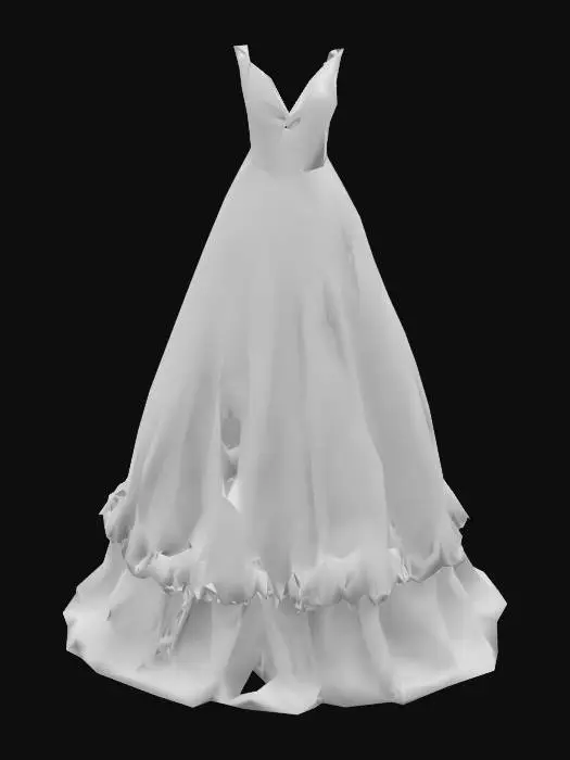 3D model for  Starlight Gown
Object: Roblox fantasy dress
Material: Holographic silk and soft mesh
Shape/Form: V-neck sleeveless bodice, full-length layered skirt with transparent train
Color Scheme: Midnight blue, silver galaxy shimmer, soft lilac undertone
Texture Details: Speckled star textures, shimmer map highlights on folds
Style: Stylized fantasy couture
Environment: Celestial ball scene, no wings
Reference: Galaxy-inspired stardust fairy queen

