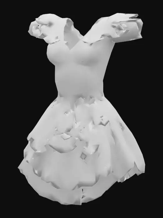 3D model for Object: Roblox dress texture
Material: Glossy organza and velvet
Shape/Form: Off-shoulder corset top, bell-shaped skirt with mid-thigh front cut
Color Scheme: Peony pink, peach blush, soft champagne
Texture Details: Delicate floral embroidery, soft shimmer overlay, layered depth folds
Style: Stylized luxury, fantasy eveningwear
Environment: Dream garden gala, no wings
Reference: Inspired by romantic haute couture fantasy gowns