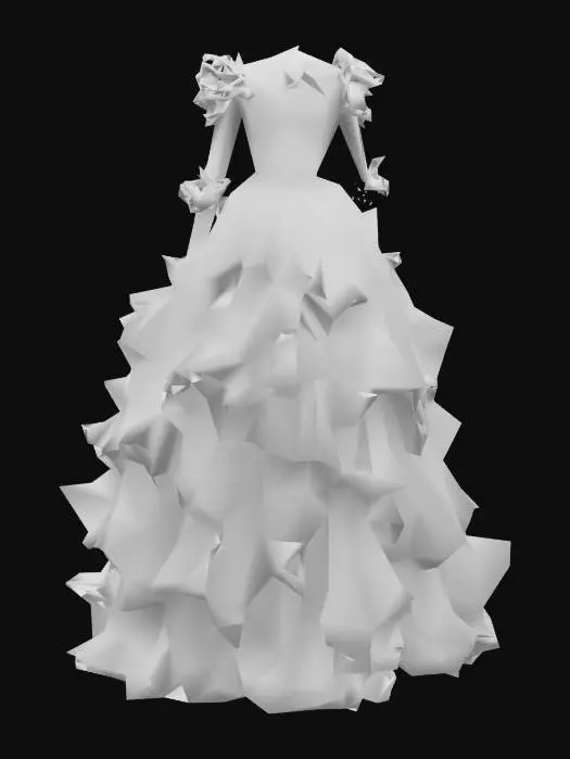 3D model for Object: Roblox dress
Material: Silk and chiffon with layered mesh
Shape/Form: Tiered flowing gown with waist cinch and ruffle trims
Color Scheme: Soft lavender, baby blue gradient
Texture Details: Iridescent shimmer, floral lace insets
Style: Stylized high-fantasy fashion, elegant silhouette
Environment: For princess or fairy-themed Roblox games
Reference Models: Inspired by couture ballgowns with dreamy overlays

