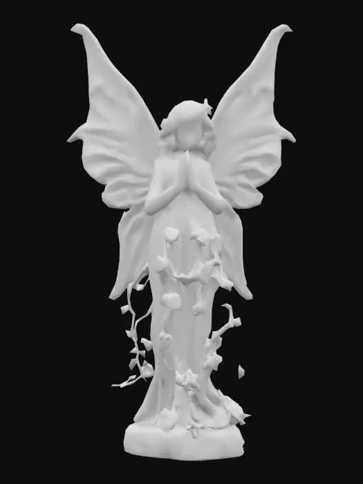3D model for Botanical stone fairy core statue, Game Assets, Carved, Highly Detailed, Ultra Realistic
