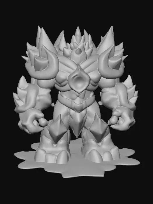 3D model for  Frozen Guardian (Boss or Mini-Boss)
“Towering ice guardian statue that animates when triggered, humanoid shape made of crystalized ice and ancient armor shards, glowing core in chest, cracks glowing faint blue, stylized for fantasy Roblox combat”


