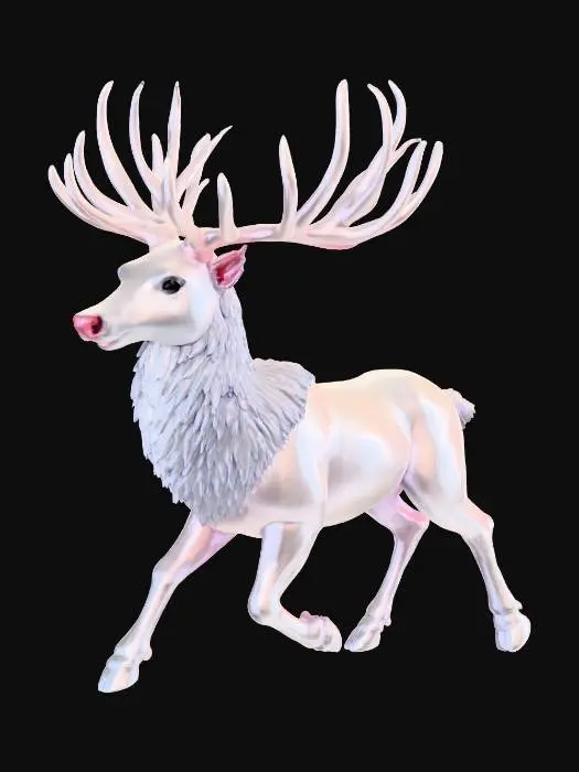3D model for Majestic reindeer formed entirely of shimmering aurora lights, galloping across a frozen tundra under a star-filled sky. Ethereal watercolor fantasy illustration, glowing pastel hues, dreamy and magical mood #Christmas2025#,