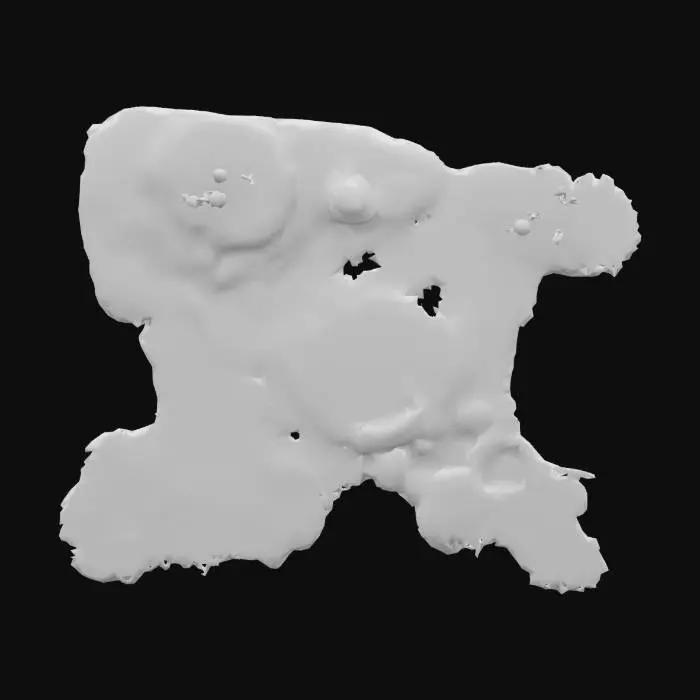 3D model for "Create a magical fantasy baseplate with vibrant terrain. Include walls adorned with glowing runes, sparkling water ponds, cascading waterfalls, luscious grass, majestic misty mountains, and scattered mystical creatures like fairies and unicorns. The ambiance should feel enchanting and alive."