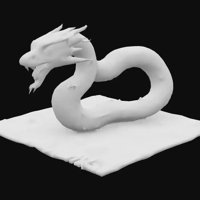 3D model for Above the cosmic horizon, the Celestial Serpent drifts through the vastness of space, its elongated body adorned with shimmering, galaxy-like scales. Each scale reflects the depths of the universe—swirling nebulae, distant stars, and radiant celestial storms. Its eyes glow like twin supernovas, illuminating the void with ethereal brilliance. Trails of stardust cascade behind its undulating form, weaving cosmic energy through the darkness. As it moves, its body shifts effortlessly between dimensions, slipping through interstellar currents like a creature born of the cosmos itself. Silent yet powerful, the Celestial Serpent embodies the infinite, a divine entity gliding through the fabric of reality.