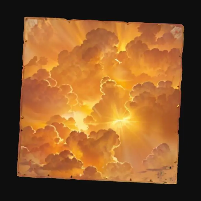 3D model for {
  "Object": "Tileable texture of fluffy clouds glowing in golden sunset light",
  "Material": "Light-reflective vapor",
  "Shape/Form": "Flat tiling texture",
  "Color Scheme": "Warm gold, peach, light pink, soft orange",
  "Texture Details": "Sunlit cloud edges, soft reflections",
  "Style": "Stylized soft fantasy"
}

