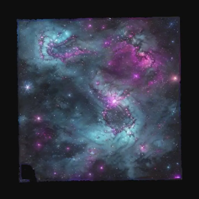 3D model for {
  "Object": "Tileable texture of a deep fantasy night sky with glowing stars and galaxy swirls",
  "Material": "Cosmic vapor and light particles",
  "Shape/Form": "Flat starfield texture",
  "Color Scheme": "Midnight blue, magenta, soft white, hints of teal",
  "Texture Details": "Star clusters, soft glow, nebula dust",
  "Style": "Stylized magical cosmos"
}
