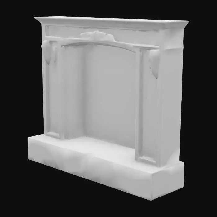 3D model for Object: Wall section with decorative alcove

Material: Marble base with plaster niche and gold trim

Shape/Form: Rectangular wall with recessed arch for statue or decor

Color Scheme: Warm white marble, champagne gold highlights

Texture Details: Polished niche, carved marble base

Style: Stylized realistic

Environment/Use Context: Ballroom interior decor feature

Reference Models: Baroque alcove architecture