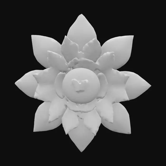 3D model for #emblem#, Fantasy emblem shaped like a large blooming flower with rainbow pastel crystal petals surrounding a glowing orb center. Each petal is unique in shape and slightly translucent with magical light scattering. A small golden butterfly hovers above the orb, and soft sparkles swirl around the outer edge. Stylized for a magical boutique world. Fully modeled, no textures. High-detail fantasy style. Clean UVs, sealed mesh, Roblox-optimized., #emblem#