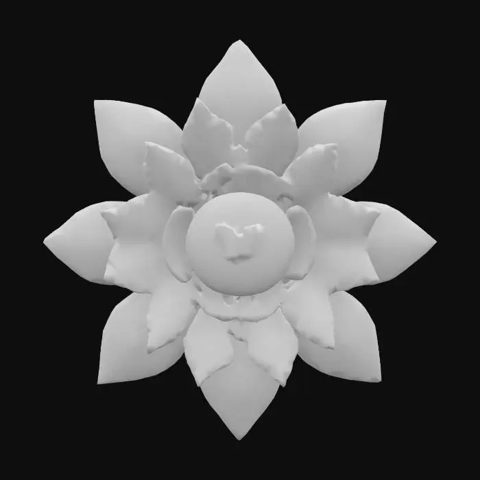 3D model for #emblem#, Fantasy emblem shaped like a large blooming flower with rainbow pastel crystal petals surrounding a glowing orb center. Each petal is unique in shape and slightly translucent with magical light scattering. A small golden butterfly hovers above the orb, and soft sparkles swirl around the outer edge. Stylized for a magical boutique world. Fully modeled, no textures. High-detail fantasy style. Clean UVs, sealed mesh, Roblox-optimized., #emblem#