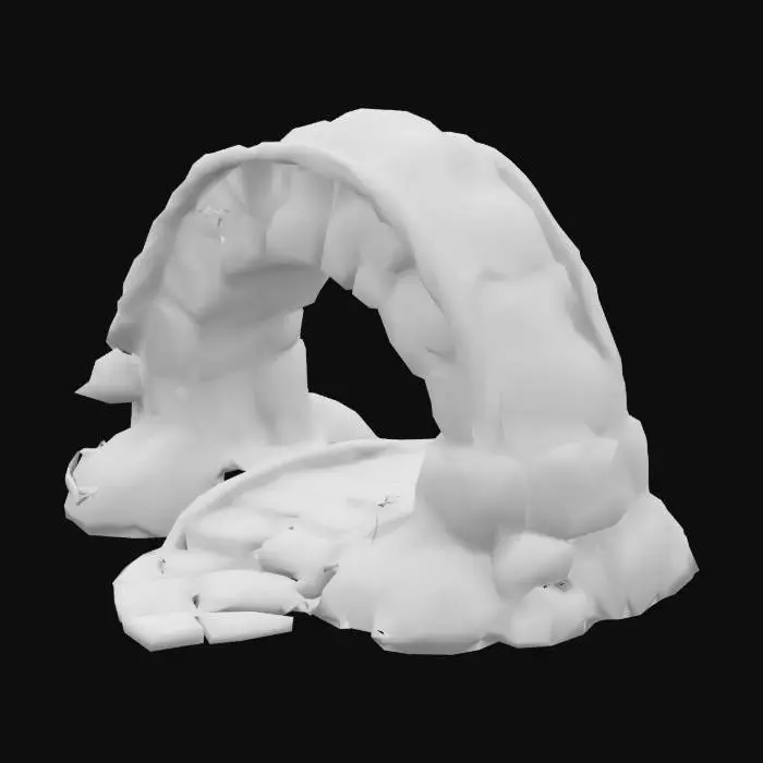 3D model for Small arched stone bridge with twisted wooden rails, moss and flowers growing on the surface, glowing runes carved into the sides, stylized, polished, highly detailed, fantasy game environment piece