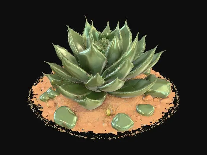3D model for desert shrub, low poly game asset