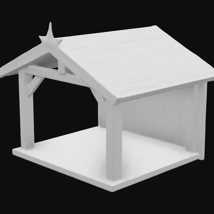 3D model for A realistic, highly detailed empty manger with a clearly defined 5-point star on the top. Ensure very clean lines.