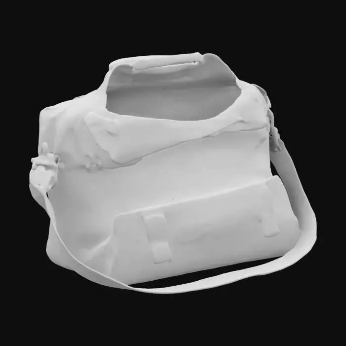 3D model for a highly realistic, open leather satchel with nothing inside.