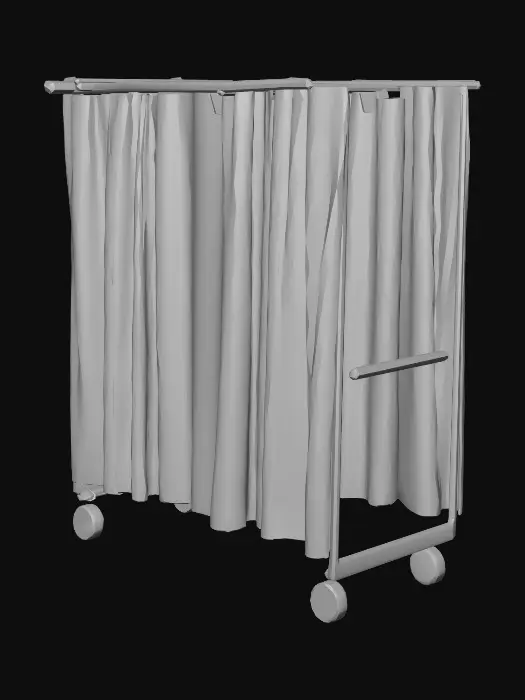 3D model for Bana 3 boyutlu tekerlekli low poly bir hastane perdesi yap