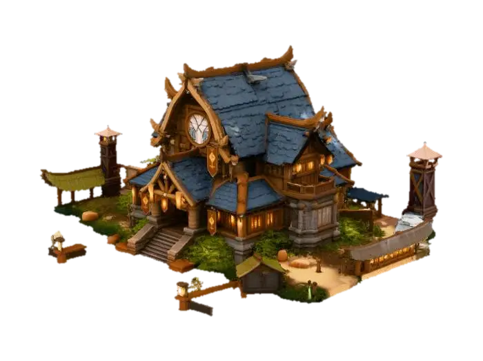 Mô hình 3D Medieval Tavern - Town, được tạo bằng AI